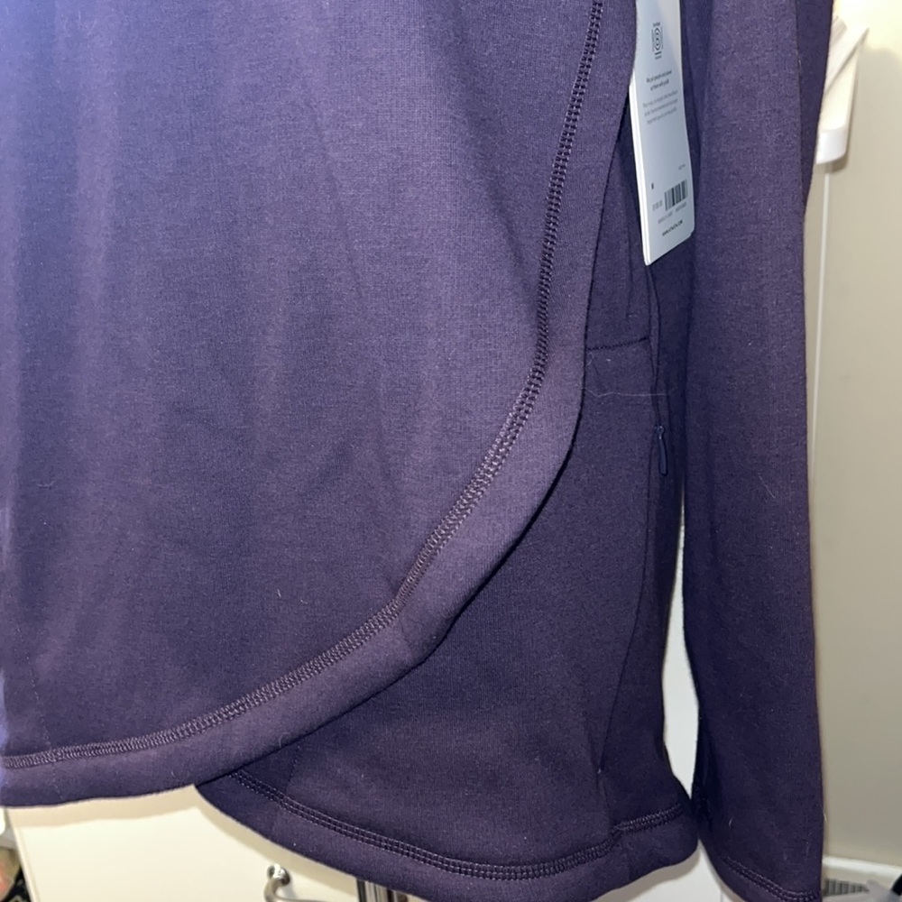 Athleta softest fleece lined crossover funnel neck pullover in grape color, M - Picture 4 of 15